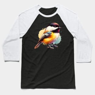 Watercolor Carolina Chickadee Baseball T-Shirt